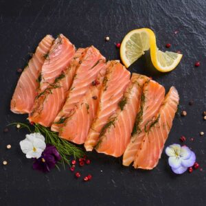 Saumon Gravlax non tranché Aneth & Vodka Tuxedo